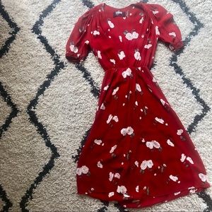 Reformation Red Floral Midi Dress